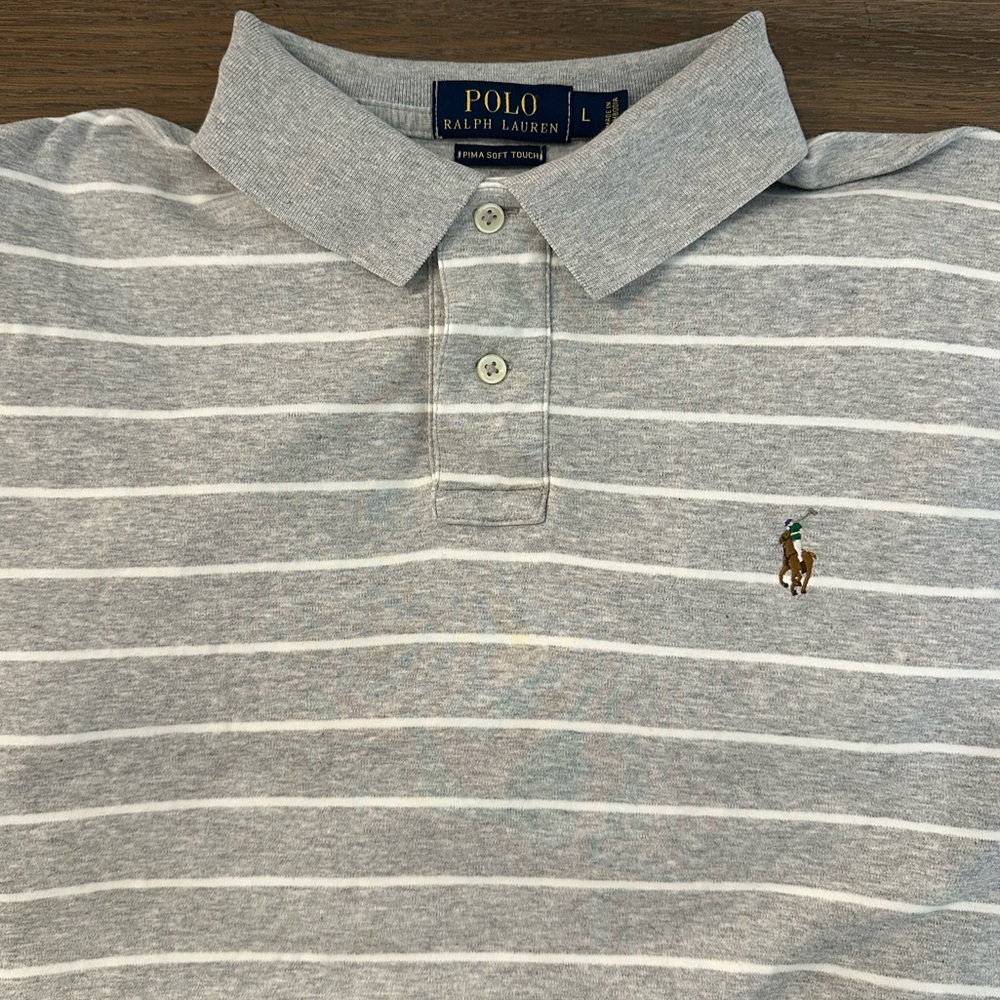 Ralph Lauren Polo Prima Soft Touch Heather Gray Shirt Size L Gently Worn